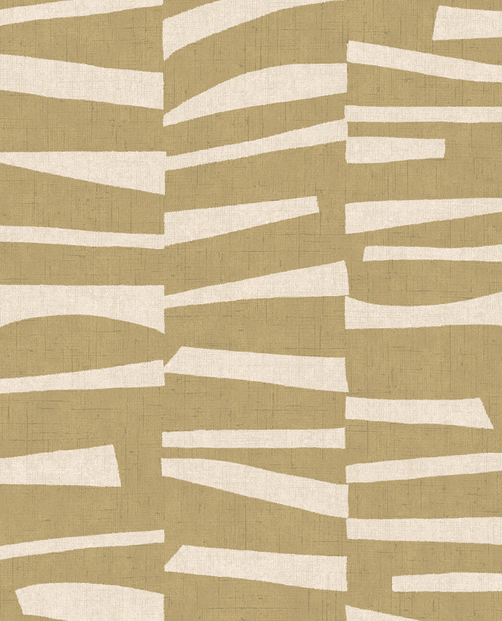 Ode Mustard Staggered Stripes Wallpaper by Eijffinger Twist Covers about 56.4 square feet 20.5-in by 33-ft long roll Unpasted 25.2 - Fabric Carolina -