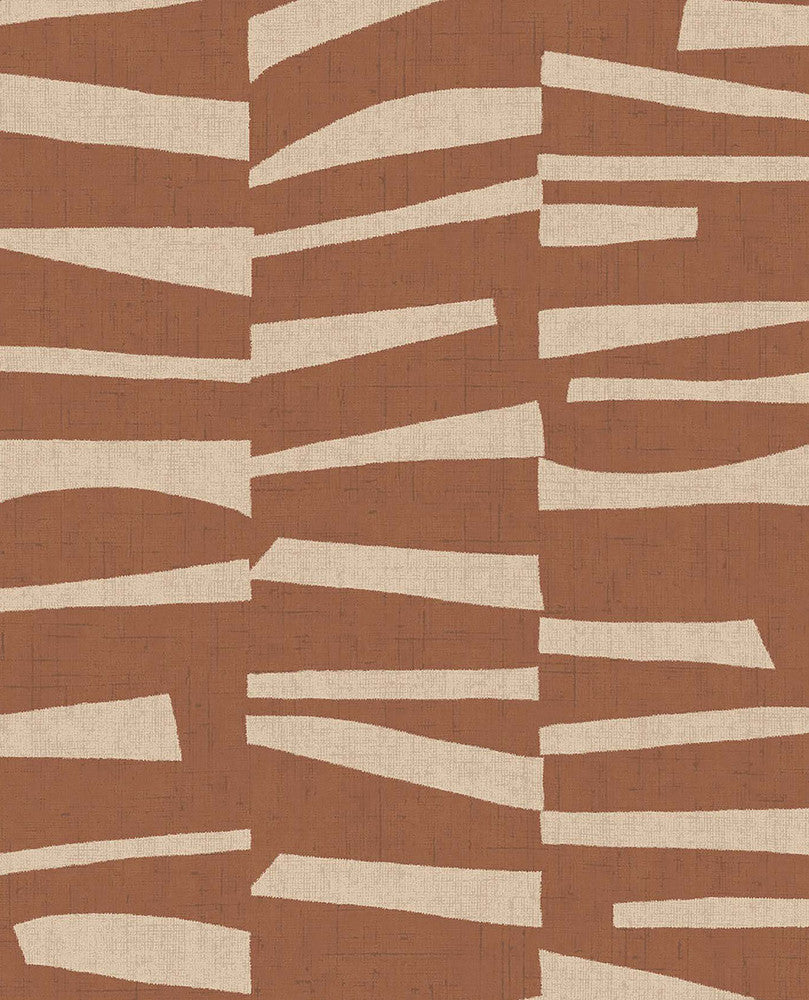 Ode Rust Staggered Stripes Wallpaper by Eijffinger Twist Covers about 56.4 square feet 20.5-in by 33-ft long roll Unpasted 25.2 - Fabric Carolina -