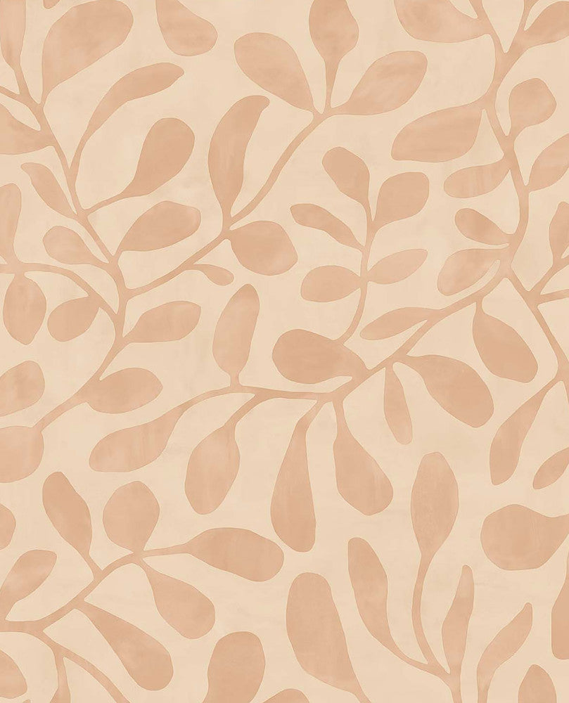 Fiona Peach Leafy Vines Wallpaper by Eijffinger Twist Covers about 56.4 square feet 20.5-in by 33-ft long roll Unpasted 20.86 - Fabric Carolina -