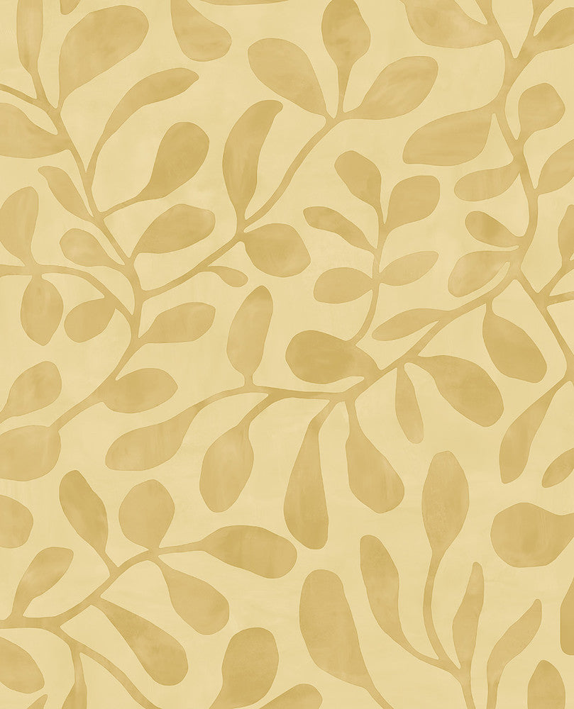 Fiona Yellow Leafy Vines Wallpaper by Eijffinger Twist Covers about 56.4 square feet 20.5-in by 33-ft long roll Unpasted 20.86 - Fabric Carolina -