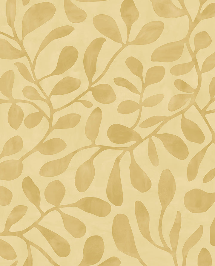 Fiona Yellow Leafy Vines Wallpaper by Eijffinger Twist Covers about 56.4 square feet 20.5-in by 33-ft long roll Unpasted 20.86 - Fabric Carolina -