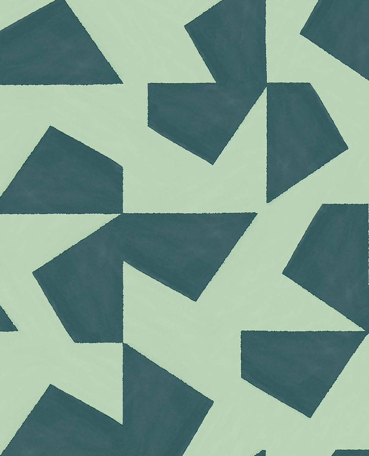 Azad Sea Green Abstract Geometric Wallpaper by Eijffinger Twist Covers about 56.4 square feet 20.5-in by 33-ft long roll Unpasted 20.86 - Fabric Carolina -