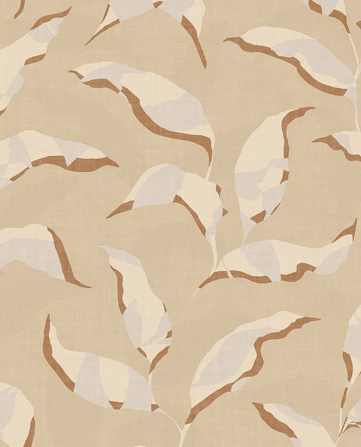 Callista Neutral Leaves Wallpaper by Eijffinger Twist Covers about 56.4 square feet 20.5-in by 33-ft long roll Unpasted 25.2 - Fabric Carolina -