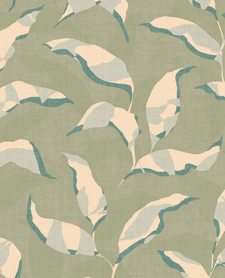 Callista Moss Leaves Wallpaper by Eijffinger Twist Covers about 56.4 square feet 20.5-in by 33-ft long roll Unpasted 25.2 - Fabric Carolina -