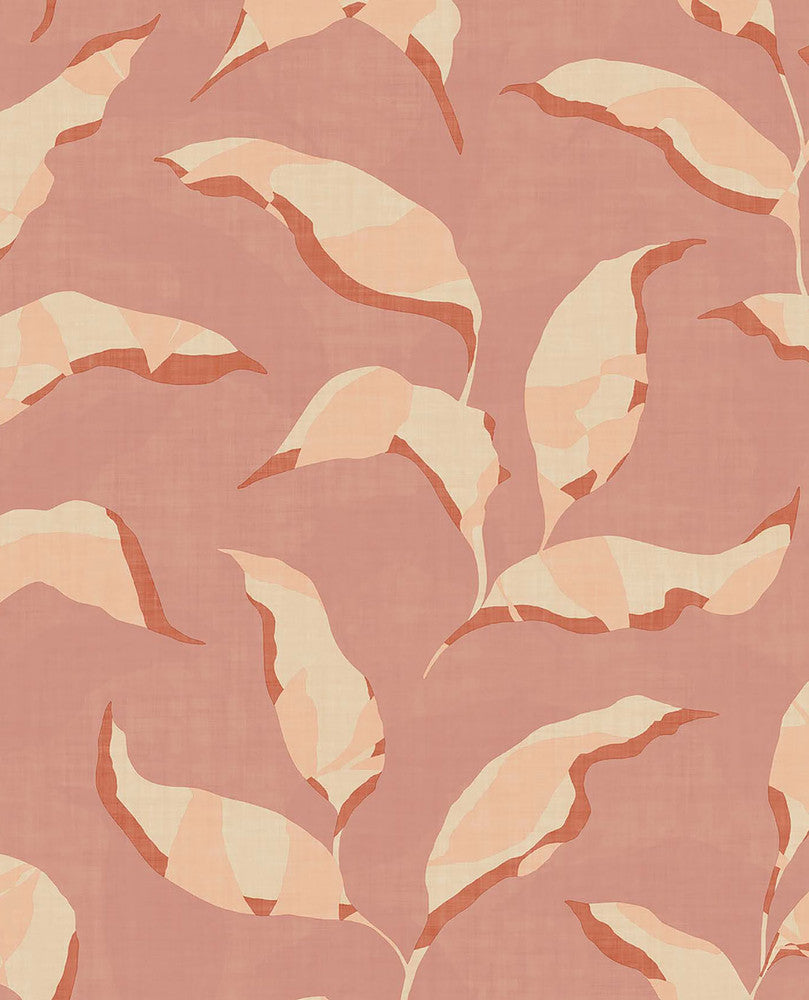 Callista Pink Leaves Wallpaper by Eijffinger Twist Covers about 56.4 square feet 20.5-in by 33-ft long roll Unpasted 25.2 - Fabric Carolina -