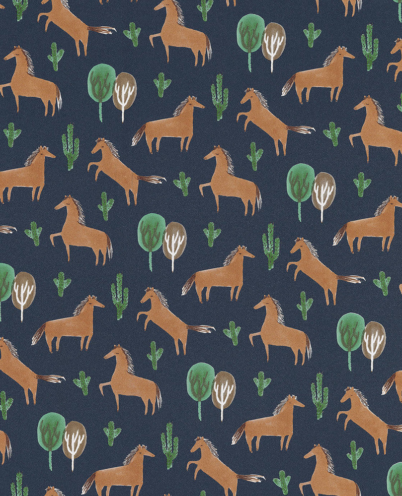 Tuva Navy Horse Wallpaper by Eijffinger Eijffinger Web Only Covers about 56.4 square feet 20.5-in by 33-ft long roll Unpasted 20.9 - Fabric Carolina -