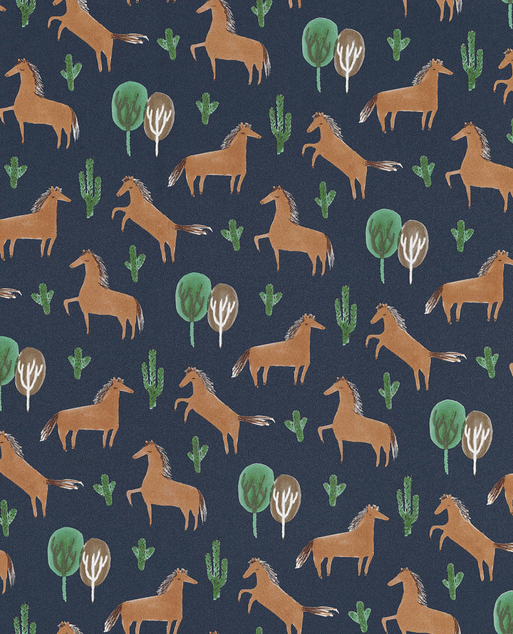 Tuva Navy Horse Wallpaper by Eijffinger Eijffinger Web Only Covers about 56.4 square feet 20.5-in by 33-ft long roll Unpasted 20.9 - Fabric Carolina -