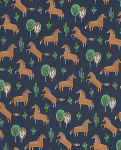 Tuva Navy Horse Wallpaper by Eijffinger