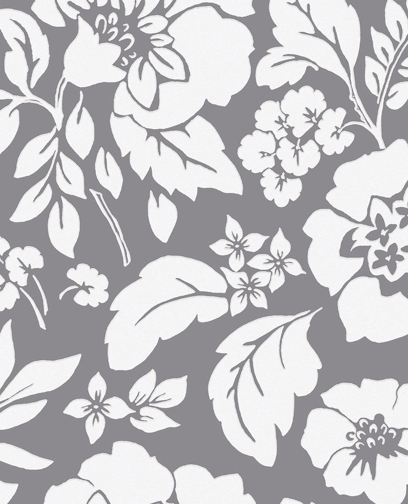 Avens Grey Floral Wallpaper by Eijffinger Eijffinger Web Only Covers about 56.4 square feet 20.5-in by 33-ft long roll Unpasted 20.9 - Fabric Carolina -