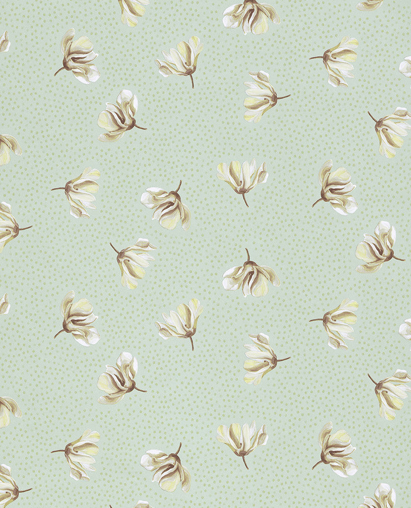 Mullein Green Floral Wallpaper by Eijffinger Eijffinger Web Only Covers about 56.4 square feet 20.5-in by 33-ft long roll Unpasted 20.9 - Fabric Carolina -