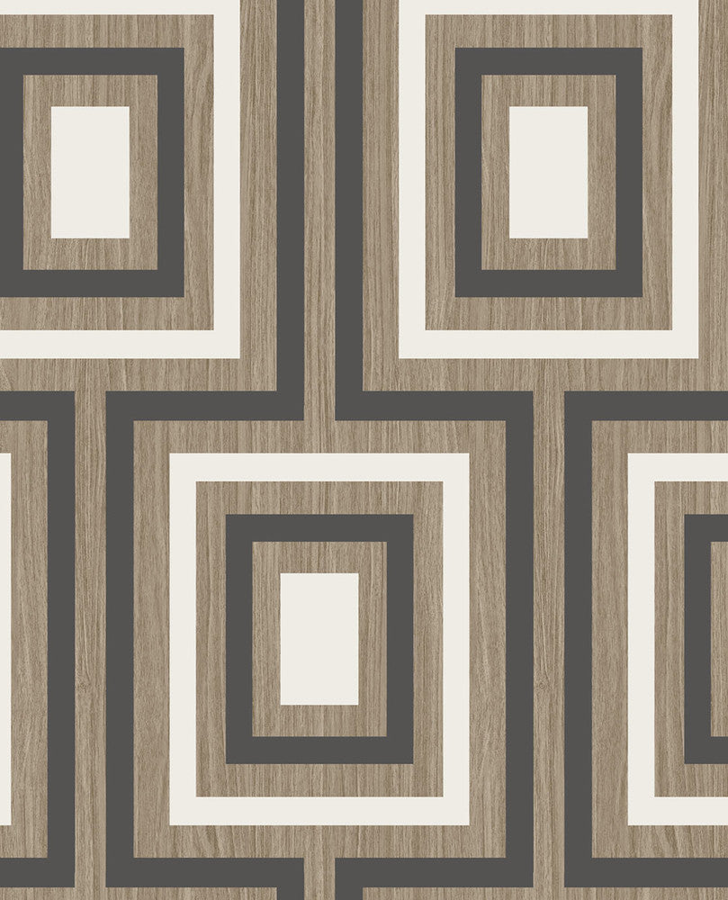 Loke Charcoal Wood Geometric Wallpaper by Eijffinger Eijffinger Web Only Covers about 56.4 square feet 20.5-in by 33-ft long roll Unpasted 20.9 - Fabric Carolina -