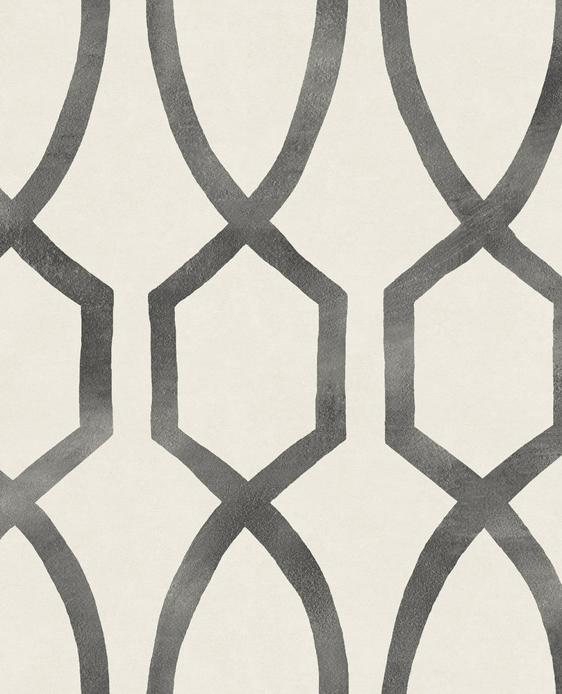 Stina Charcoal Trellis Wallpaper by Eijffinger Eijffinger Web Only Covers about 56.4 square feet 20.5-in by 33-ft long roll Unpasted 20.9 - Fabric Carolina -