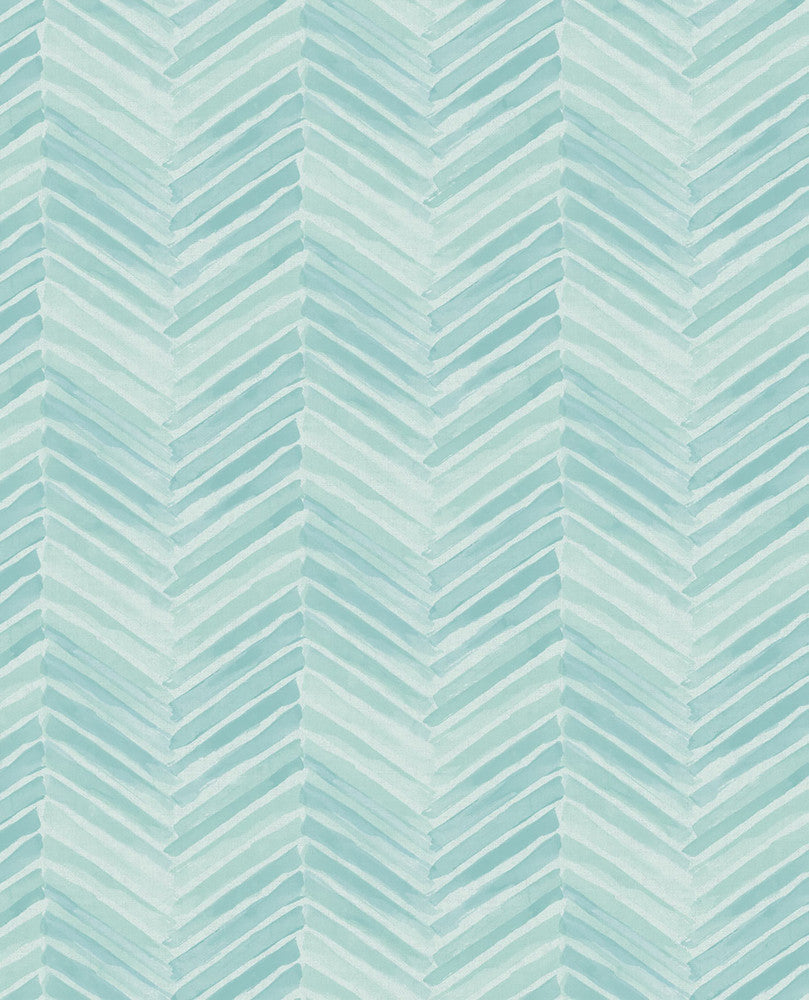 Tilde Turquoise Chevron Wallpaper by Eijffinger Eijffinger Web Only Covers about 56.4 square feet 20.5-in by 33-ft long roll Unpasted 5.2 - Fabric Carolina -