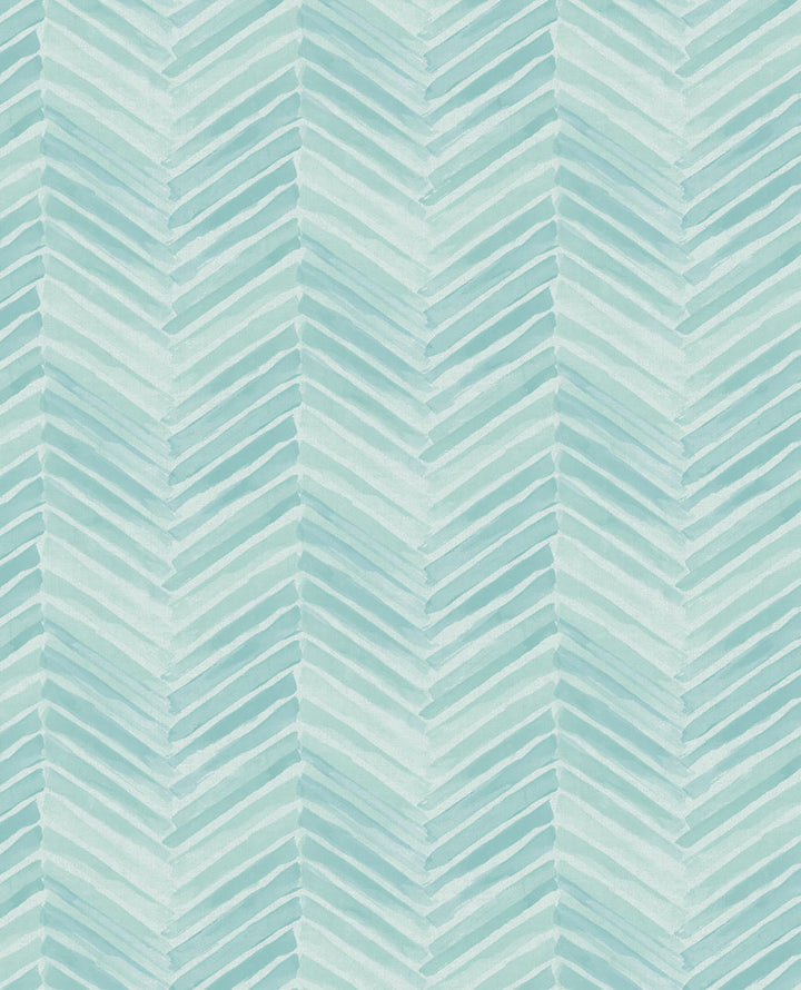 Tilde Turquoise Chevron Wallpaper by Eijffinger Eijffinger Web Only Covers about 56.4 square feet 20.5-in by 33-ft long roll Unpasted 5.2 - Fabric Carolina -