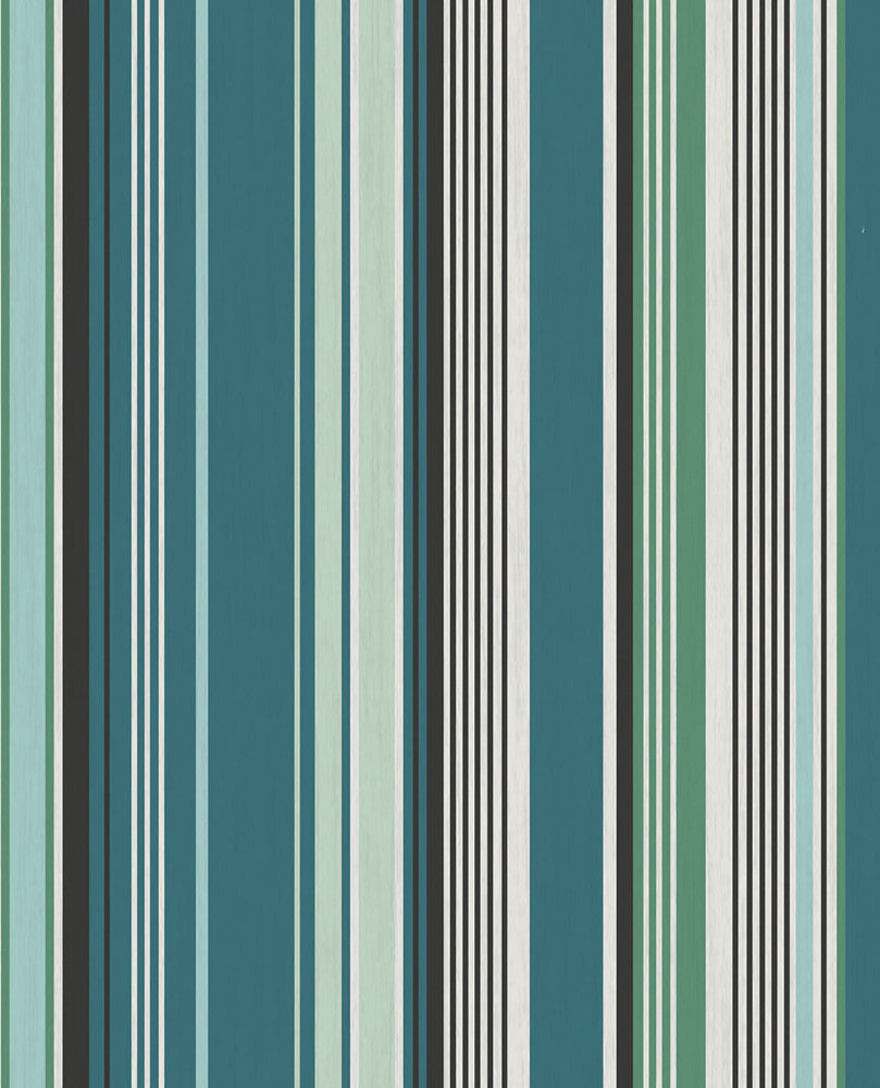 Svea Teal Stripe Wallpaper by Eijffinger Eijffinger Web Only Covers about 56.4 square feet 20.5-in by 33-ft long roll Unpasted 0 - Fabric Carolina -
