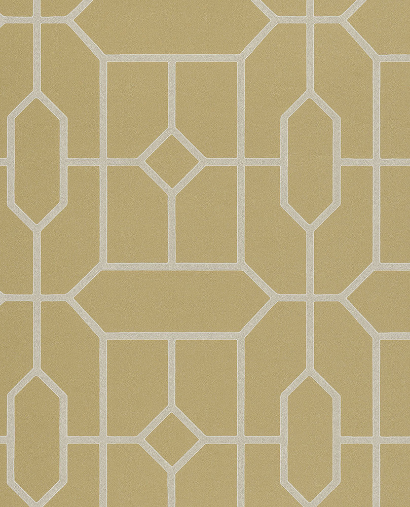 Johan Mustard Trellis Wallpaper by Eijffinger Eijffinger Web Only Covers about 56.4 square feet 20.5-in by 33-ft long roll Unpasted 10.4 - Fabric Carolina -