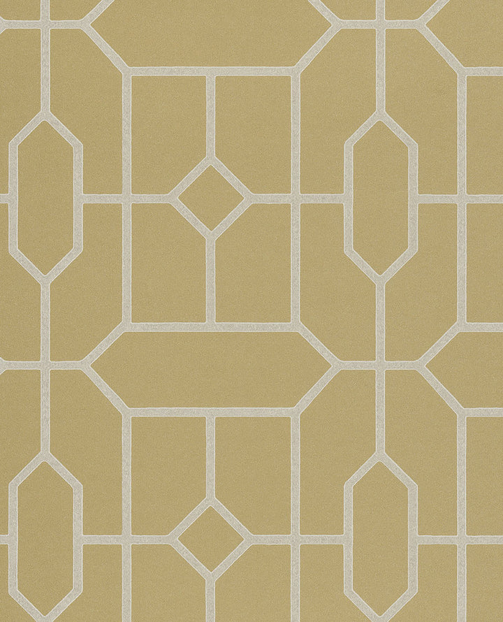 Johan Mustard Trellis Wallpaper by Eijffinger Eijffinger Web Only Covers about 56.4 square feet 20.5-in by 33-ft long roll Unpasted 10.4 - Fabric Carolina -