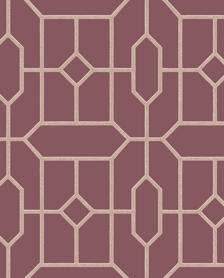 Johan Maroon Trellis Wallpaper by Eijffinger Eijffinger Web Only Covers about 56.4 square feet 20.5-in by 33-ft long roll Unpasted 10.4 - Fabric Carolina -