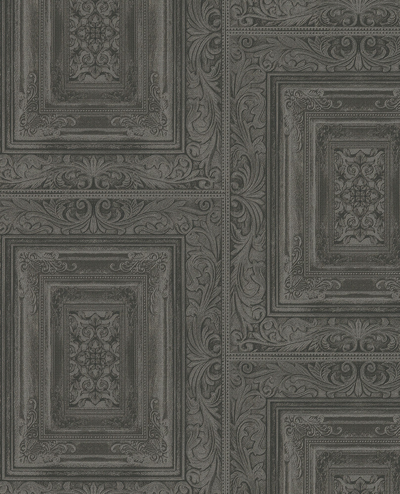 Olsson Charcoal Wood Panel Wallpaper by Eijffinger Eijffinger Web Only Covers about 56.4 square feet 20.5-in by 33-ft long roll Unpasted 25.2 - Fabric Carolina -