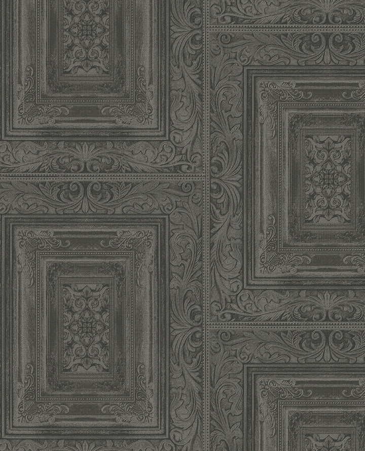 Olsson Charcoal Wood Panel Wallpaper by Eijffinger Eijffinger Web Only Covers about 56.4 square feet 20.5-in by 33-ft long roll Unpasted 25.2 - Fabric Carolina -