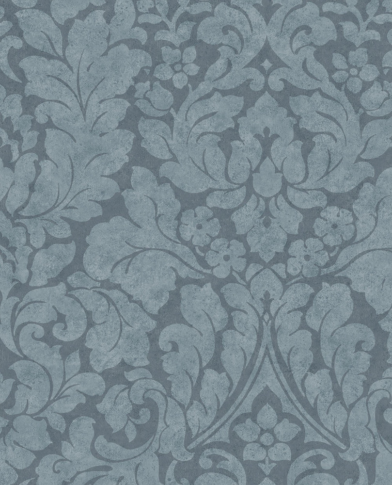 Arvid Blue Damask Wallpaper by Eijffinger Eijffinger Web Only Covers about 73.7 square feet 26.8-in by 33-ft long roll Unpasted 25.2 - Fabric Carolina -