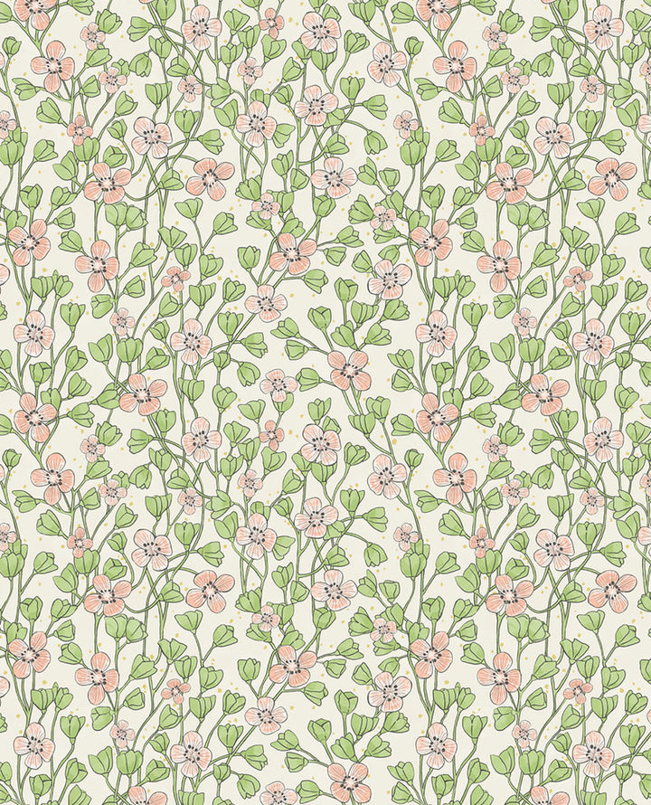 Maja Light Pink Miniature Floral Wallpaper by Eijffinger Eijffinger Web Only Covers about 56.4 square feet 20.5-in by 33-ft long roll Unpasted 10.4 - Fabric Carolina -