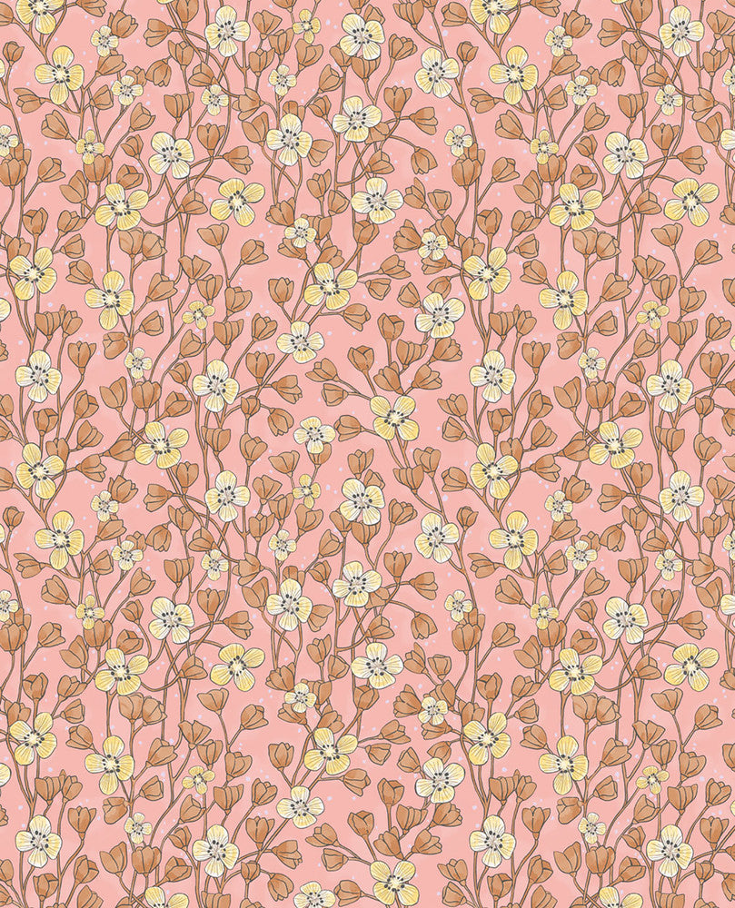 Maja Pink Miniature Floral Wallpaper by Eijffinger Eijffinger Web Only Covers about 56.4 square feet 20.5-in by 33-ft long roll Unpasted 10.4 - Fabric Carolina -