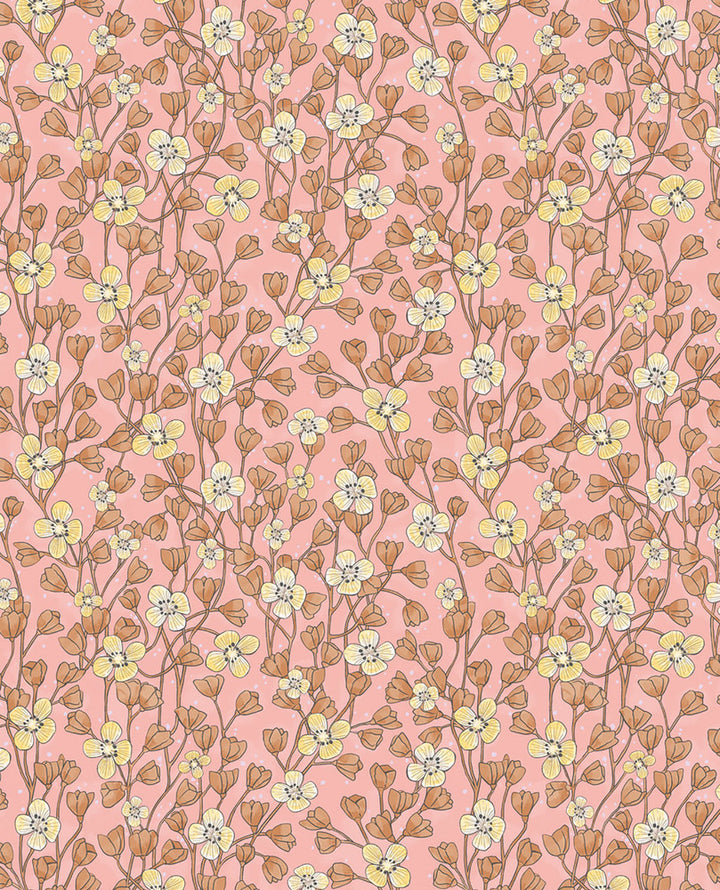 Maja Pink Miniature Floral Wallpaper by Eijffinger Eijffinger Web Only Covers about 56.4 square feet 20.5-in by 33-ft long roll Unpasted 10.4 - Fabric Carolina -