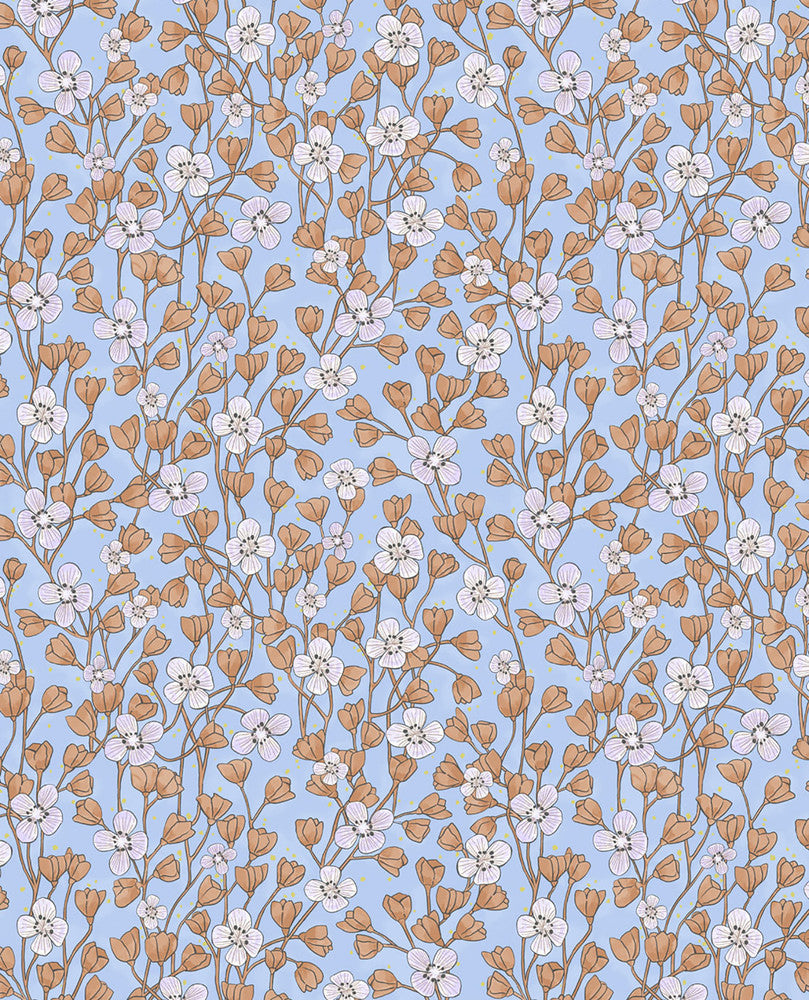 Maja Periwinkle Miniature Floral Wallpaper by Eijffinger Eijffinger Web Only Covers about 56.4 square feet 20.5-in by 33-ft long roll Unpasted 10.4 - Fabric Carolina -