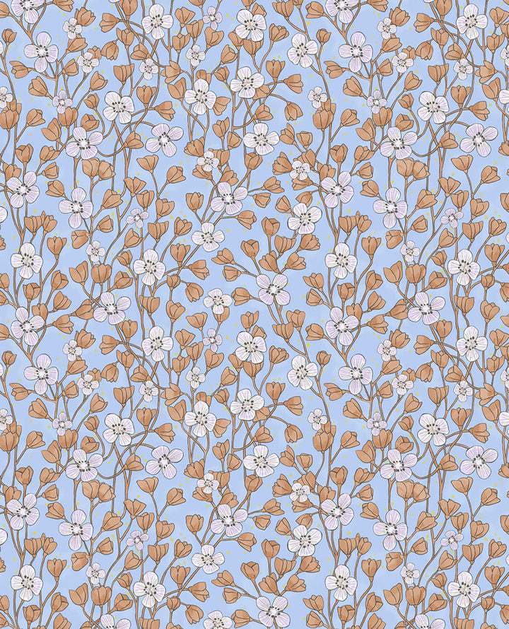 Maja Periwinkle Miniature Floral Wallpaper by Eijffinger Eijffinger Web Only Covers about 56.4 square feet 20.5-in by 33-ft long roll Unpasted 10.4 - Fabric Carolina -