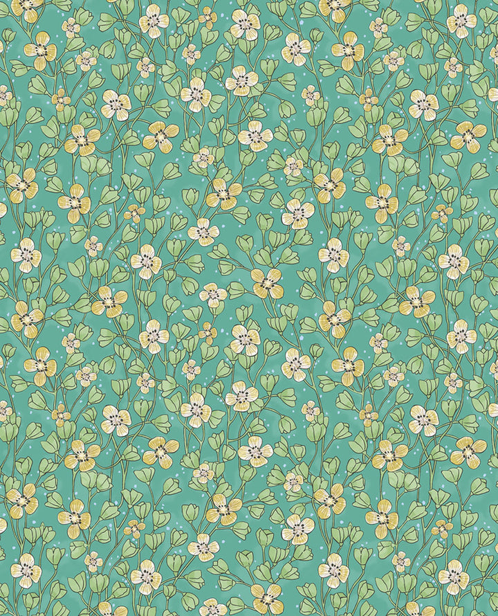 Maja Green Miniature Floral Wallpaper by Eijffinger Eijffinger Web Only Covers about 56.4 square feet 20.5-in by 33-ft long roll Unpasted 10.4 - Fabric Carolina -