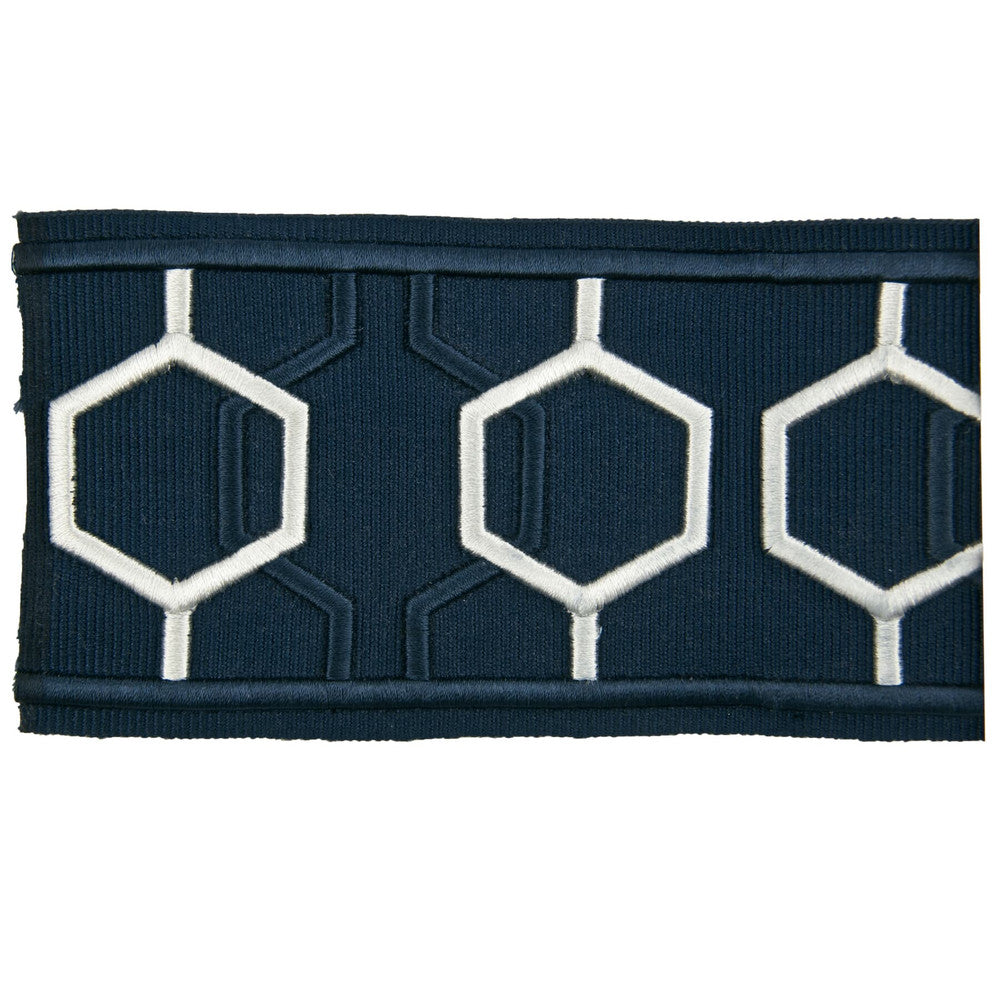 Emily 4 Indigo by Stout Trim DISTINCTION TAPES 99%SVI 1%POL CHINA Horizontal: 3 and Vertical: 4 3 in - Fabric Carolina -