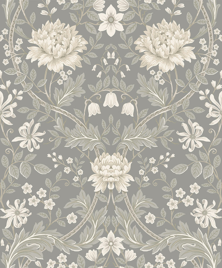 Honeysuckle Floral Prepasted Daydream Grey by Seabrook Wallpaper Etten Prepasted Wallcoverings Netherlands 57 25.2" 20.9" - Fabric Carolina -