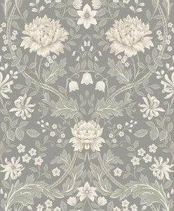 Honeysuckle Floral Prepasted Daydream Grey by Seabrook Wallpaper
