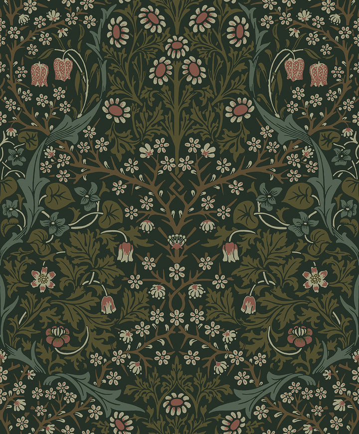 Victorian Garden Floral Prepasted Greenery by Seabrook Wallpaper Etten Prepasted Wallcoverings Netherlands 57 25.2" 20.9" - Fabric Carolina -