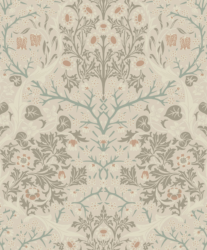 Victorian Garden Floral Prepasted Lunar Rock & Clay by Seabrook Wallpaper Etten Prepasted Wallcoverings Netherlands 57 25.2" 20.9" - Fabric Carolina -
