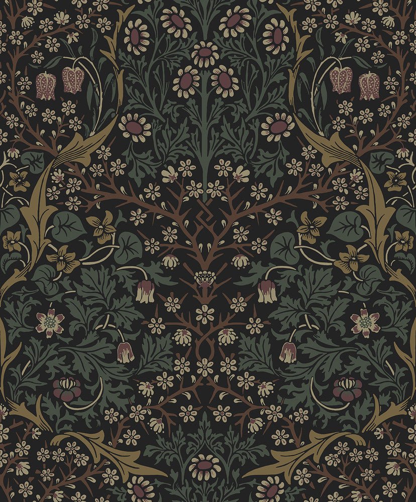 Victorian Garden Floral Prepasted Blacksmith & Cliffside by Seabrook Wallpaper Etten Prepasted Wallcoverings Netherlands 57 25.2" 20.9" - Fabric Carolina -