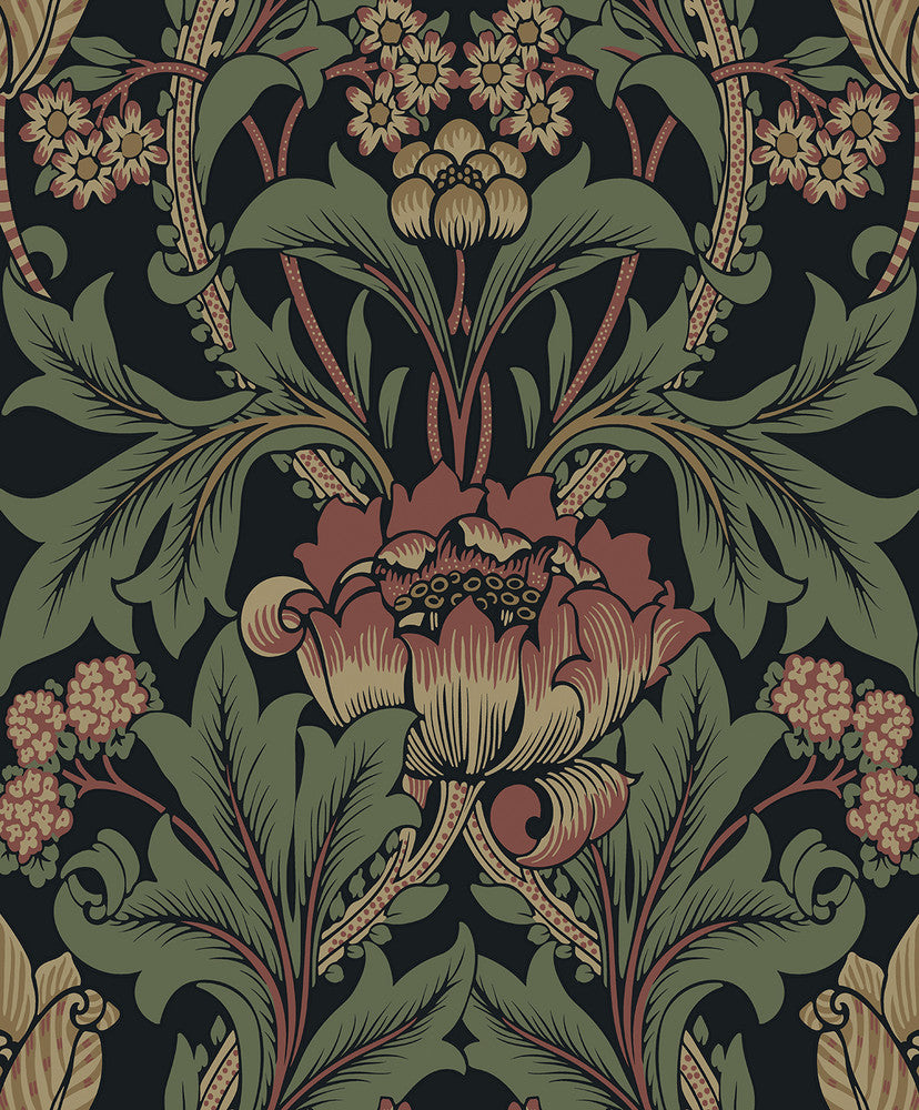 Primrose Garden Floral Prepasted Wrought Iron & Clay by Seabrook Wallpaper Etten Prepasted Wallcoverings Netherlands 57 25.2" 20.9" - Fabric Carolina -
