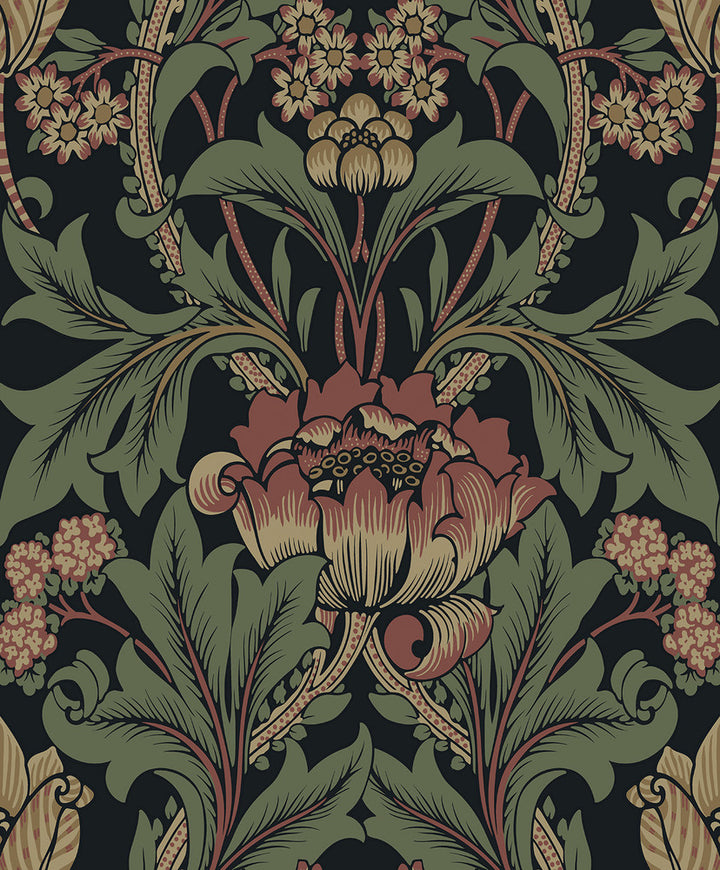 Primrose Garden Floral Prepasted Wrought Iron & Clay by Seabrook Wallpaper Etten Prepasted Wallcoverings Netherlands 57 25.2" 20.9" - Fabric Carolina -