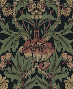 Primrose Garden Floral Prepasted Wrought Iron & Clay by Seabrook Wallpaper