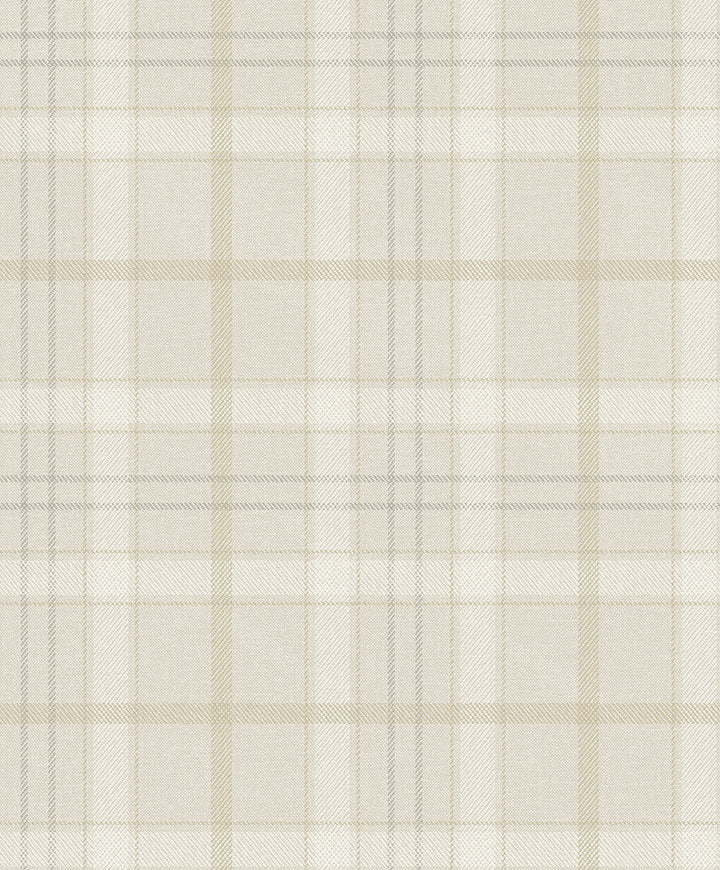 Tailor Plaid Prepasted Neutral by Seabrook Wallpaper Etten Prepasted Wallcoverings Netherlands 57 12.6" 20.9" - Fabric Carolina -
