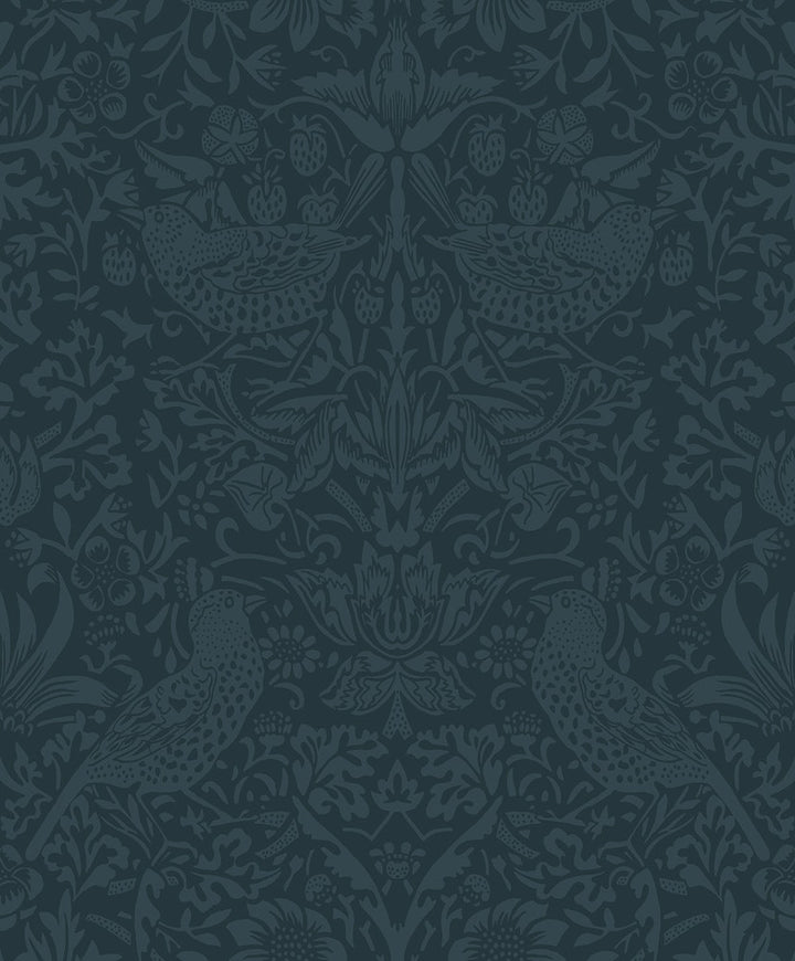 Tonal Bird Garden Prepasted Slate Blue by Seabrook Wallpaper Etten Prepasted Wallcoverings Netherlands 57 25.2" 20.9" - Fabric Carolina -