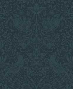 Tonal Bird Garden Prepasted Slate Blue by Seabrook Wallpaper