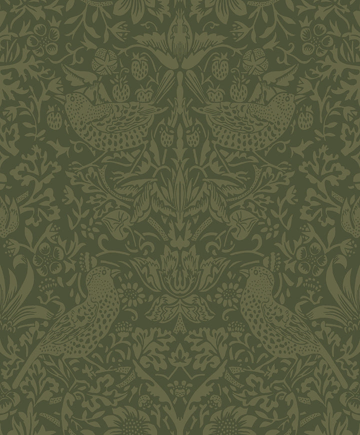 Tonal Bird Garden Prepasted Moss Green by Seabrook Wallpaper Etten Prepasted Wallcoverings Netherlands 57 25.2" 20.9" - Fabric Carolina -
