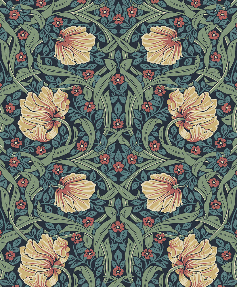 Pimpernel Garden Prepasted Bluestone & Clay by Seabrook Wallpaper Etten Prepasted Wallcoverings Netherlands 57 12.6" 20.9" - Fabric Carolina -