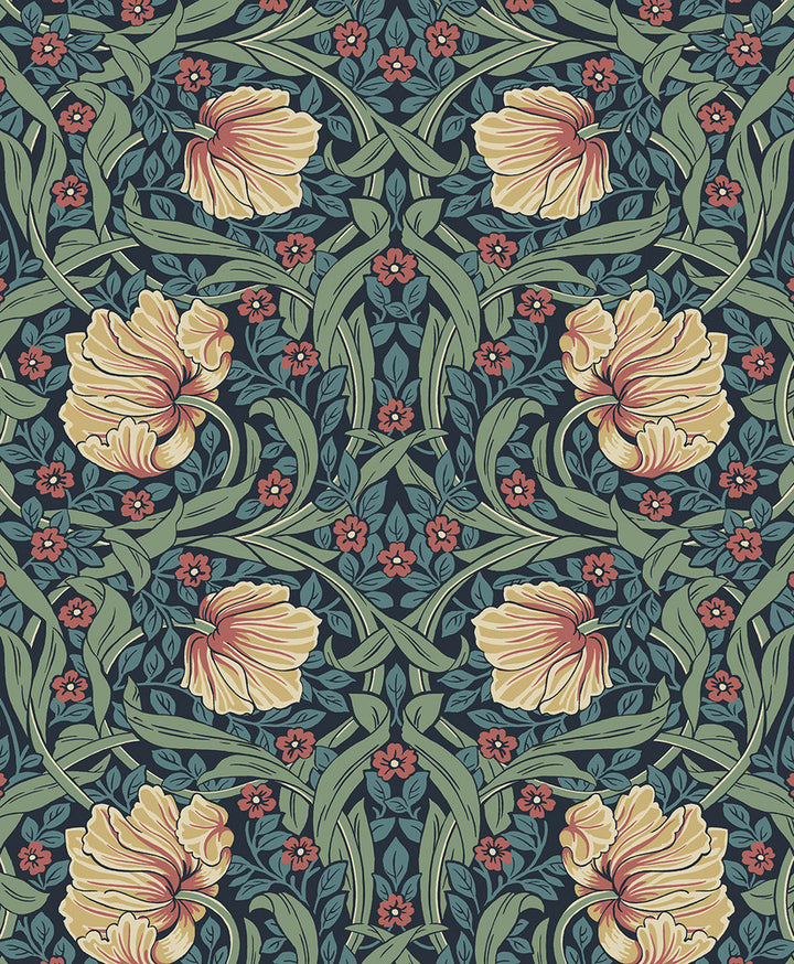 Pimpernel Garden Prepasted Bluestone & Clay by Seabrook Wallpaper Etten Prepasted Wallcoverings Netherlands 57 12.6" 20.9" - Fabric Carolina -