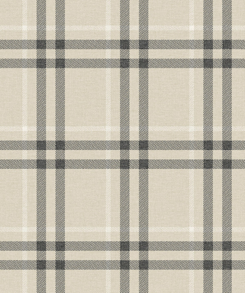 Calverlay Plaid Prepasted Linen & Ebony by Seabrook Wallpaper Etten Prepasted Wallcoverings Netherlands 57 8.4" 20.9" - Fabric Carolina -