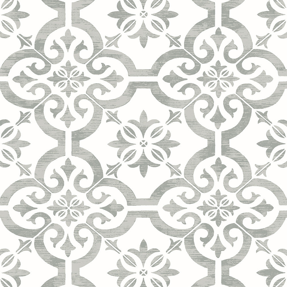 Encaustic Faux Tile Harbor Mist by Seabrook Wallpaper Etten Studios Online Netherlands 57.5 36" 20.9" - Fabric Carolina -