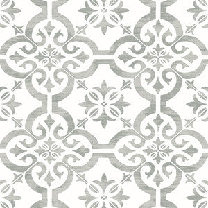 Encaustic Faux Tile Harbor Mist by Seabrook Wallpaper