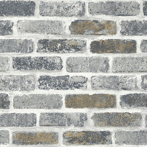 Vintage Faux Brick Steel Grey & Tan by Seabrook Wallpaper